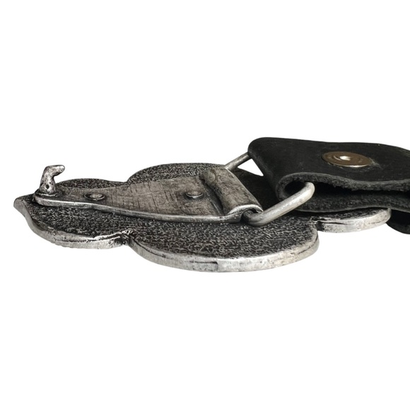 Cache bejeweled buckle, cowgirl belt, black leather studded, sz S, EUC vintage - Picture 12 of 13